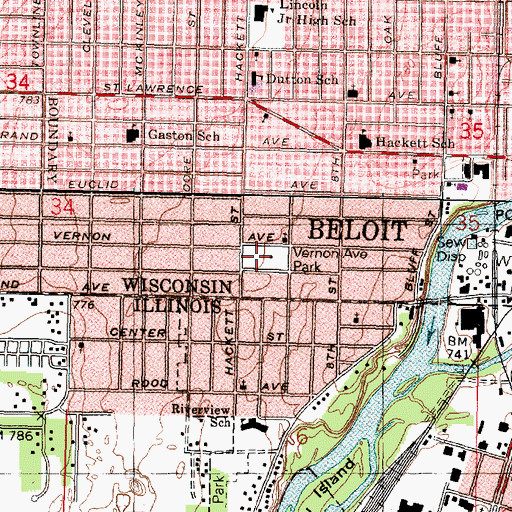 Topographic Map of Vernon Avenue Park, WI