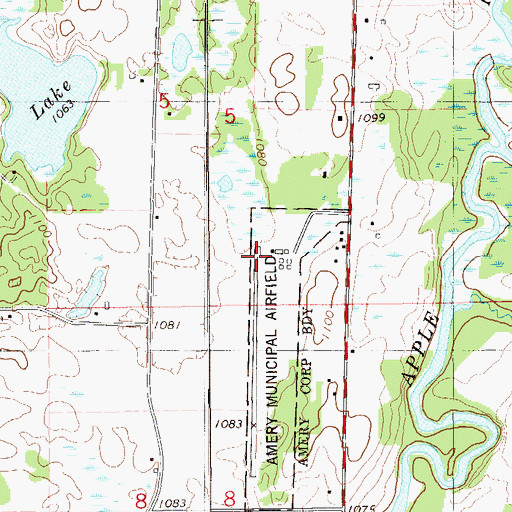 Topographic Map of Amery Municipal Airport, WI