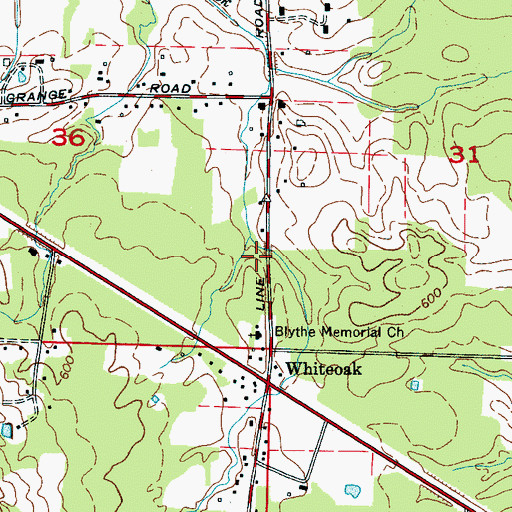 Topographic Map of Blythe Memorial Church, AL