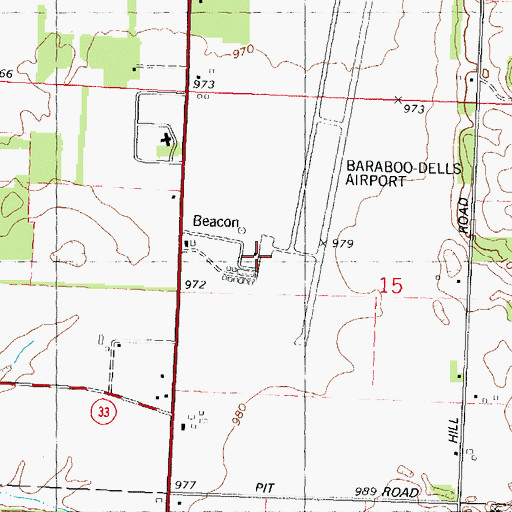 Topographic Map of Baraboo Wisconsin Dells Airport, WI