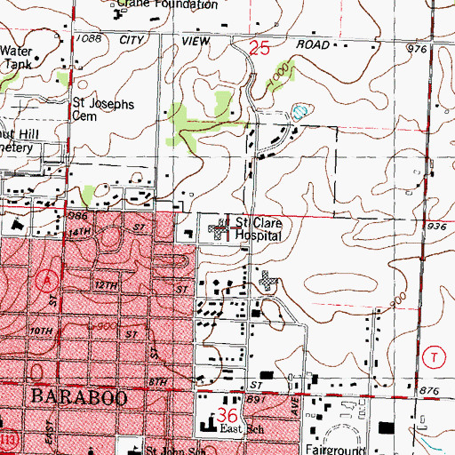 Topographic Map of Saint Clare Hospital Heliport, WI