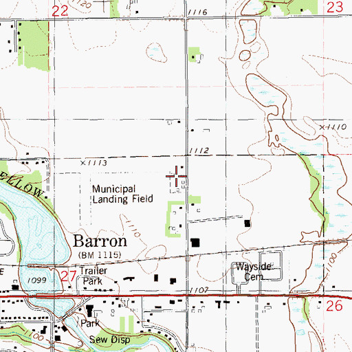Topographic Map of Barron Municipal Airport, WI