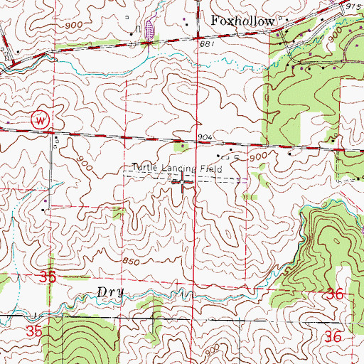 Topographic Map of Turtle Airport, WI