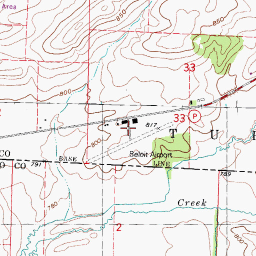 Topographic Map of Beloit Airport, WI
