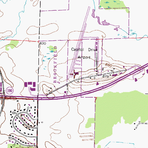 Topographic Map of Capitol Airport, WI