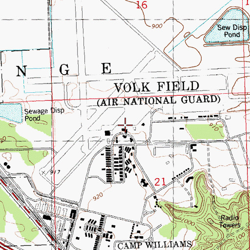 Topographic Map of Volk Field, WI