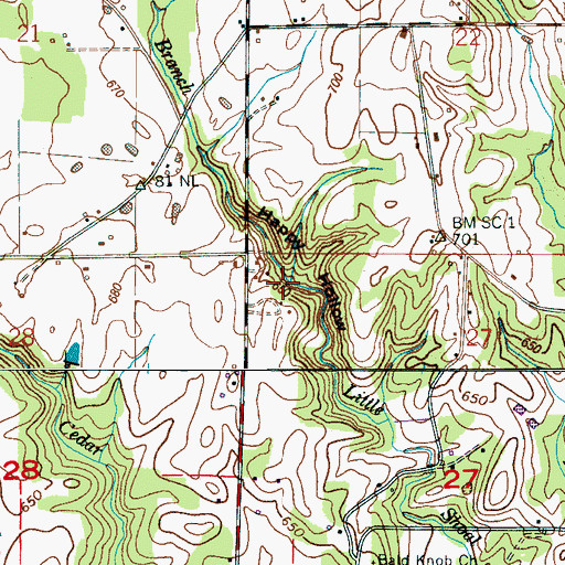 Topographic Map of Wiley Branch, AL
