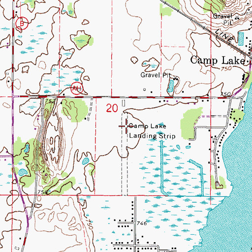 Topographic Map of Camp Lake Airport, WI