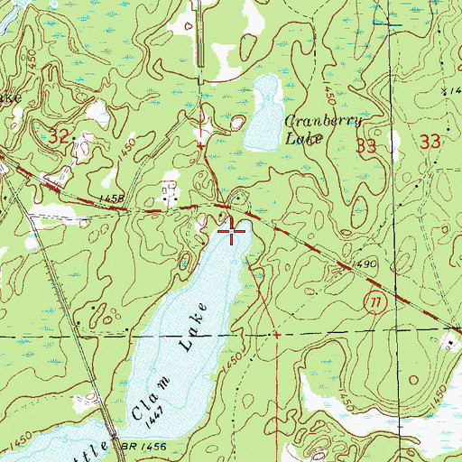 Topographic Map of Little Clam Lake Seaplane Base, WI