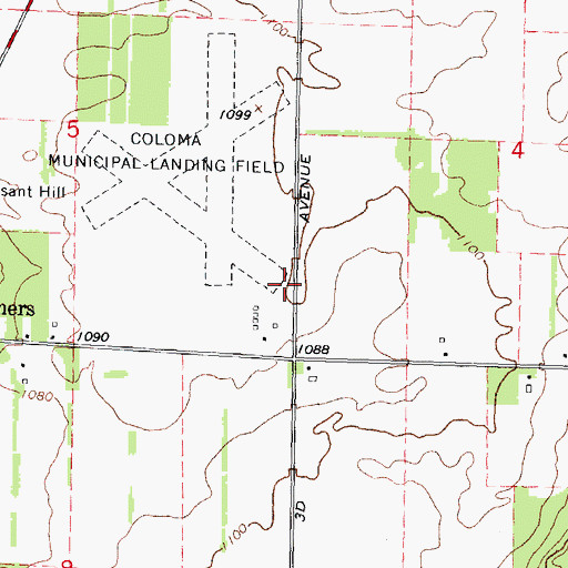 Topographic Map of Coloma Municipal Airport (historical), WI