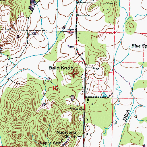 Topographic Map of Bald Knob, AL