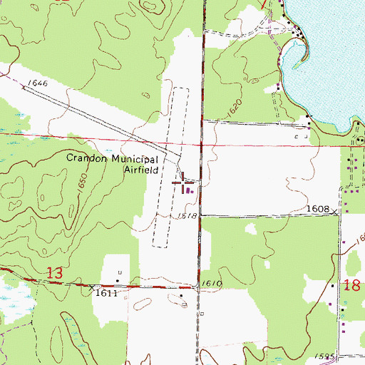 Topographic Map of Crandon/Steve Conway Municipal Airport, WI