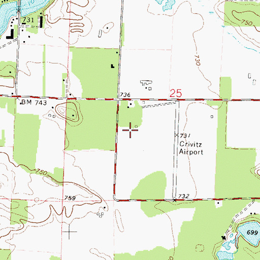 Topographic Map of Crivitz Municipal Airport, WI