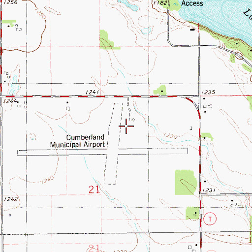 Topographic Map of Cumberland Municipal Airport, WI