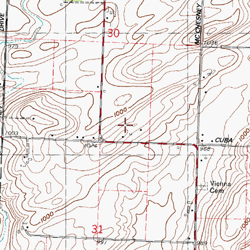 Topographic Map of Dane Airport, WI