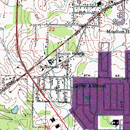 Topographic Map of Brookhaven Church, AL
