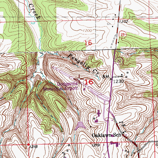 Topographic Map of Dodgeville Municipal Airport (historical), WI