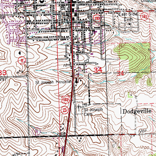 Topographic Map of Memorial Hospital Heliport, WI