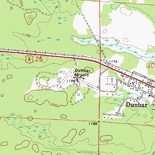 Topographic Map of Dunbar Airport (historical), WI