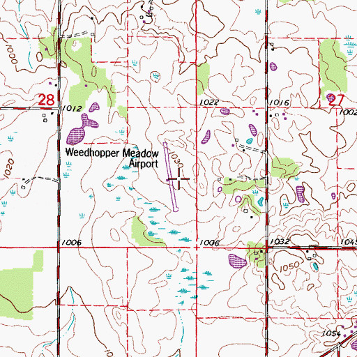 Topographic Map of Weedhopper Meadow Airport (historical), WI