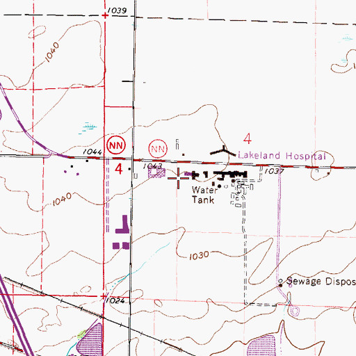 Topographic Map of Lakeland Hospital Heliport, WI