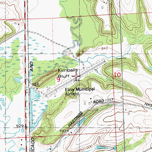 Topographic Map of Elroy Municipal Airport, WI