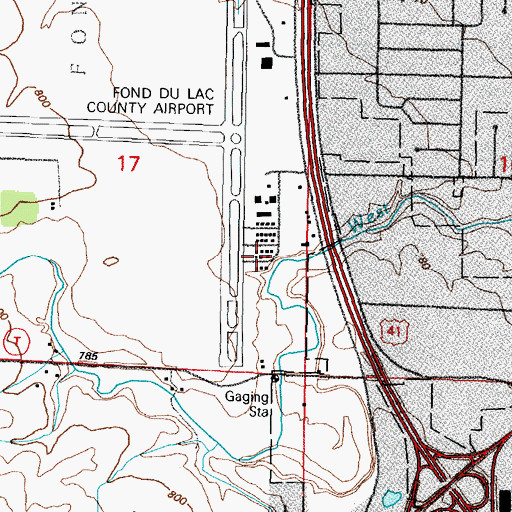 Topographic Map of Fond Du Lac County Airport, WI
