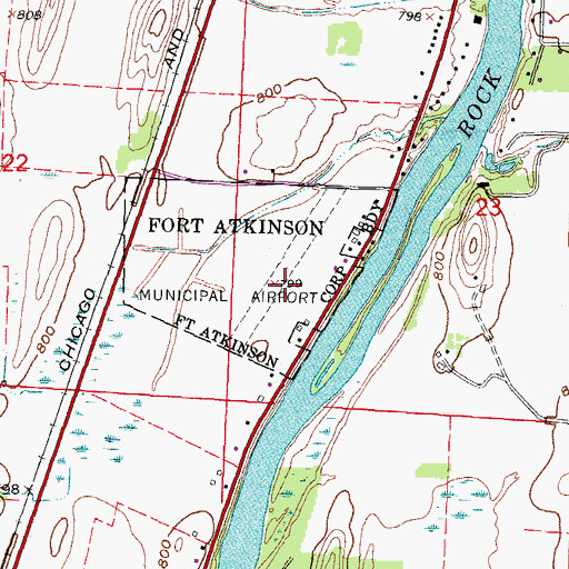 Topographic Map of Fort Atkinson Municipal Airport, WI