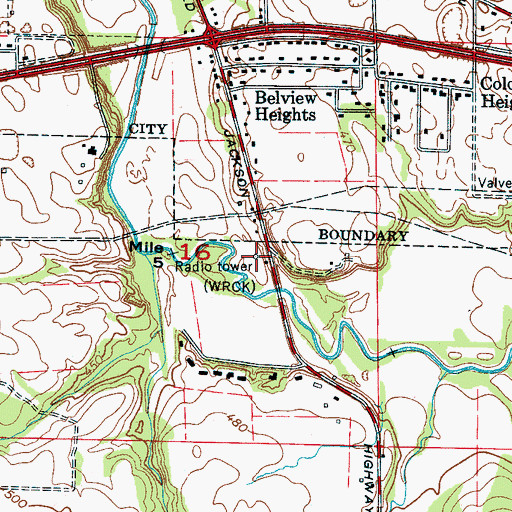 Topographic Map of WRCK Radio Tower, AL