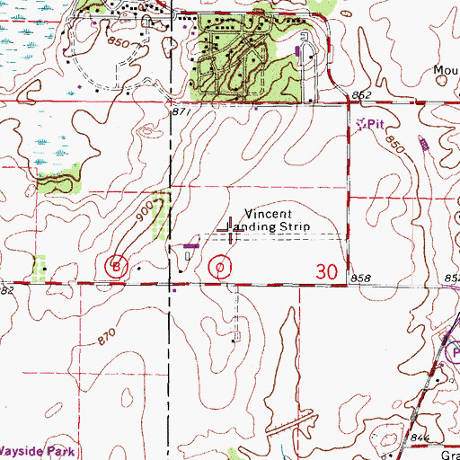 Topographic Map of Vincent Airport, WI