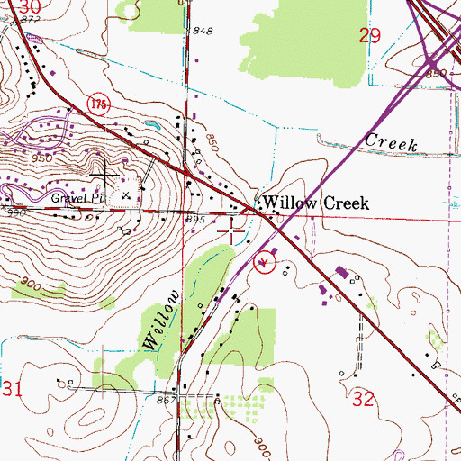 Topographic Map of Willow Creek Airport, WI