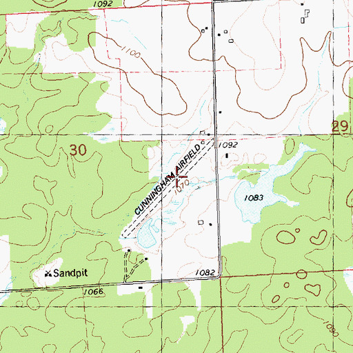 Topographic Map of Cunningham Airport, WI