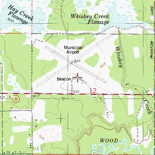 Topographic Map of Grantsburg Municipal Airport, WI