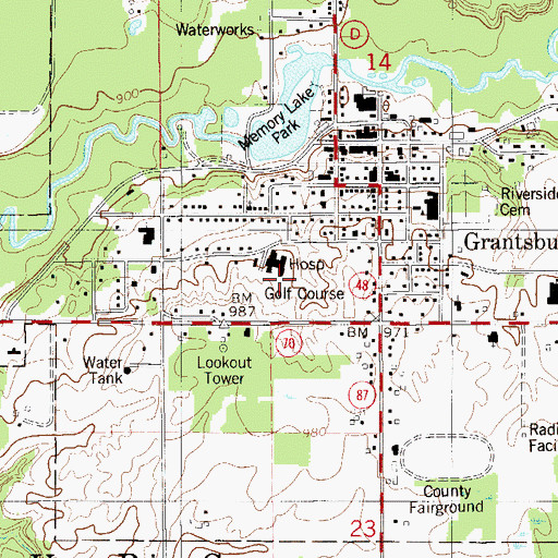 Topographic Map of Burnett General Hospital Heliport, WI