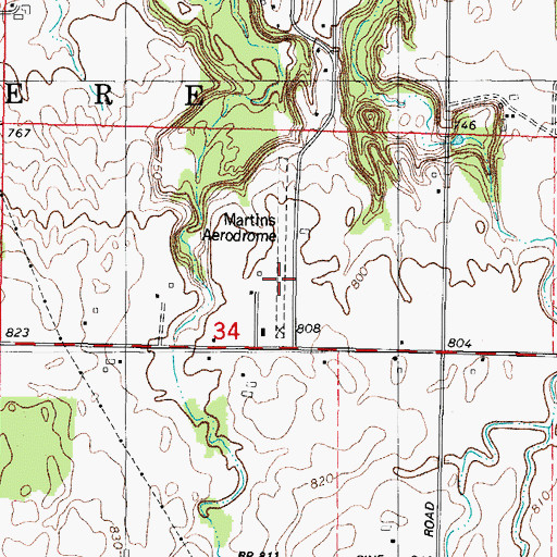 Topographic Map of Martins Aerodrome, WI