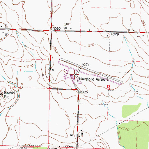 Topographic Map of Hartford Municipal Airport, WI