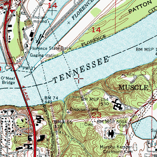 Topographic Map of WOWL Radio Tower, AL