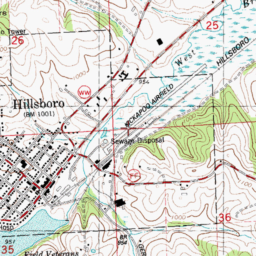 Topographic Map of Joshua Sanford Field, WI