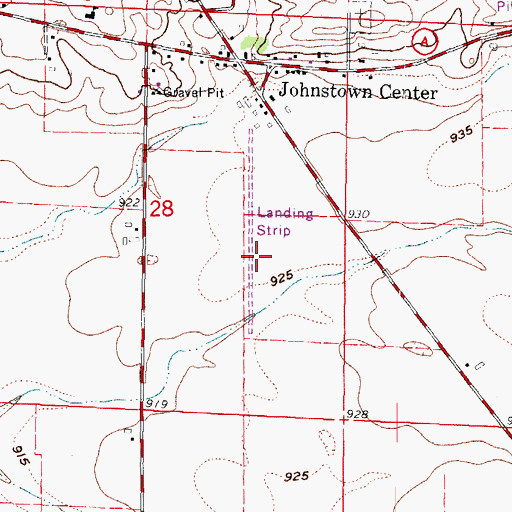 Topographic Map of Johnstown Center Airport, WI