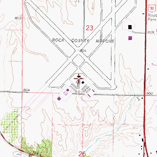 Topographic Map of Southern Wisconsin Regional Airport, WI