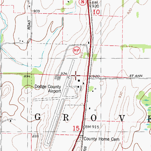Topographic Map of Dodge County Airport, WI