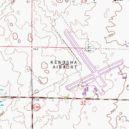 Topographic Map of Kenosha Regional Airport, WI