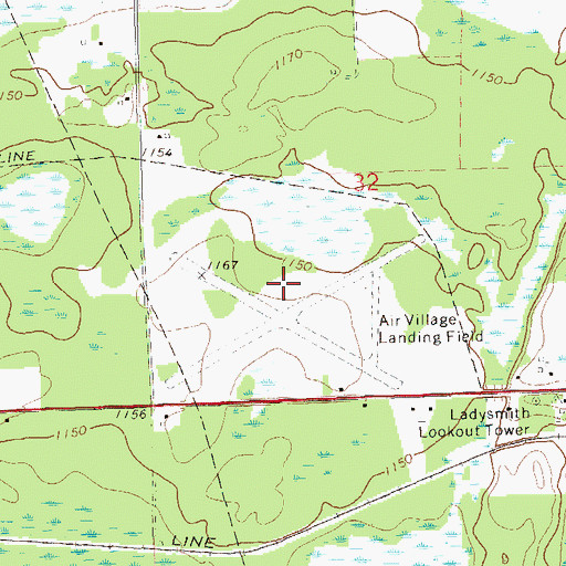 Topographic Map of Northland Estates Air Village Airport (historical), WI
