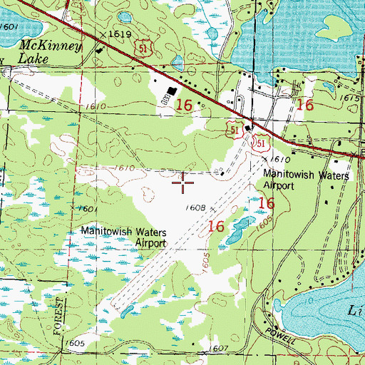 Topographic Map of Manitowish Waters Airport, WI