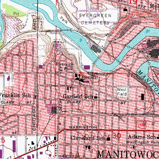 Topographic Map of Holy Family Memorial Medical Center Heliport, WI