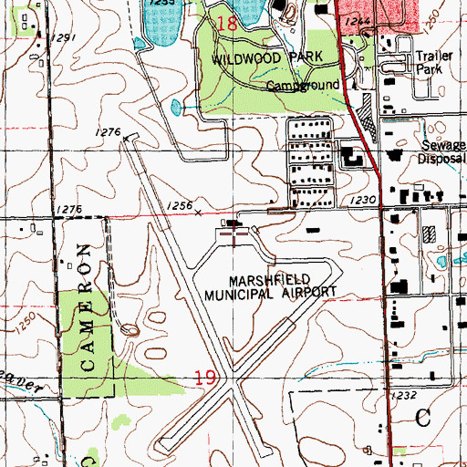 Topographic Map of Marshfield Municipal Airport, WI