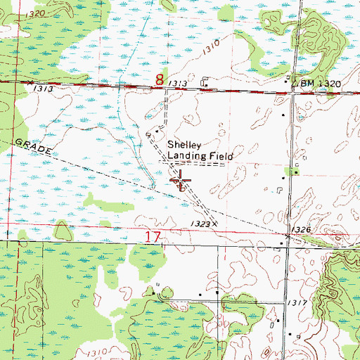 Topographic Map of Shelley Airport (historical), WI