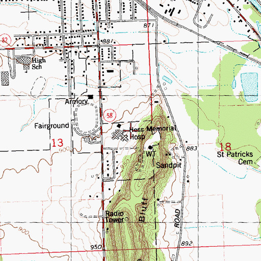 Topographic Map of Mile Bluff Medical Center Heliport, WI