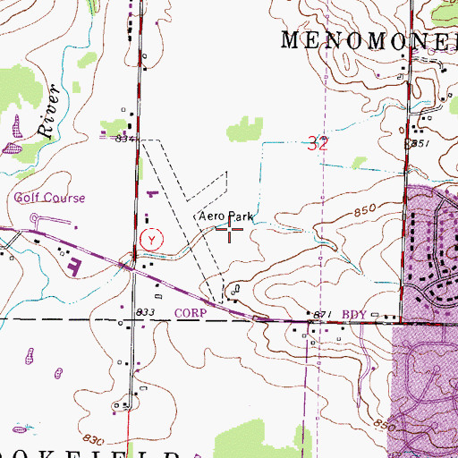 Topographic Map of Aero Park (historical), WI