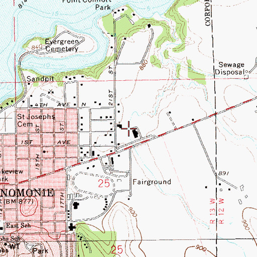 Topographic Map of Myrtle Werth Medical Center Heliport, WI